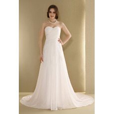 Custom Simple A-Line Sweetheart Chapel Train Chiffon Wedding Dresses