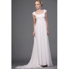 Vintage Empire Straps Square Sweep Train Chiffon Wedding Dresses