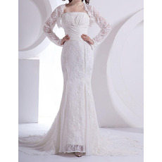 Custom Mermaid Floor Length Lace Wedding Dresses with Lace Jackets