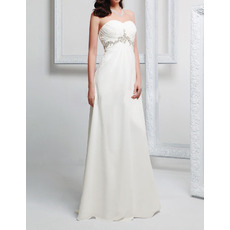 Simple Sweetheart Sleeveless Floor Length Chiffon Wedding Dresses