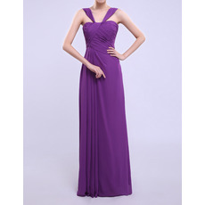 Affordable Column Straps Floor Length Chiffon Bridesmaid Dresses