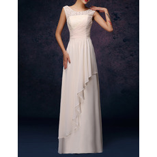 Custom Column Round-Neck Floor Length Chiffon Bridesmaid Dresses