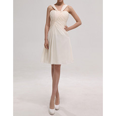 Affordable Straps Sleeveless Knee Length Chiffon Bridesmaid Dresses