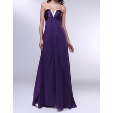 Empire Strapless Floor Length Chiffon Evening Dresses