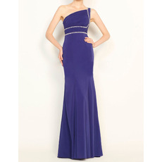 Sheath One Shoulder Floor Length Chiffon Evening Dresses