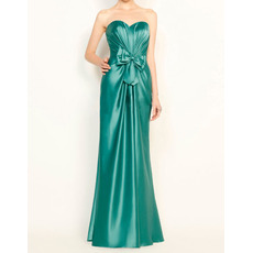 Affordable Sheath Sweetheart Floor Length Satin Evening Dresses