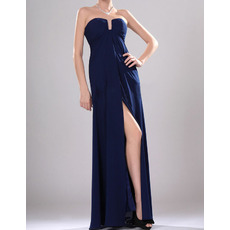 Custom Empire Strapless Floor Length Chiffon Split Evening Dresses