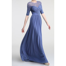 Floor Length Chiffon Evening Dresses with Half Sleeves