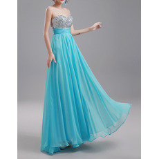 Sheer Straps Floor Length Chiffon Beading Evening Dresses