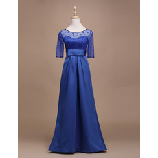 Trumpet Floor Length Satin Evening Dresses with Sleeves
