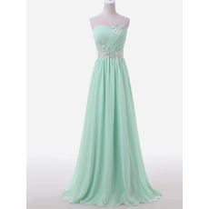 Custom A-Line Sweetheart Sleeveless Floor Length Chiffon Evening Dress