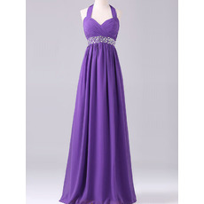 Empire Halter Sleeveless Long Chiffon Evening Dresses