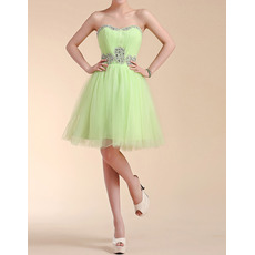 Custom A-Line Sweetheart Short Satin Tulle Homecoming Dresses