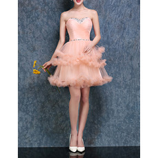 Custom Ball Gown Sweetheart Short Satin Ruffle Homecoming Dresses