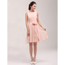 Custom Bateau Sleeveless Short Chiffon Homecoming Dresses with Sashes