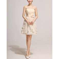 Elegant A-Line Strapless Short Chiffon Applique Homecoming Dresses