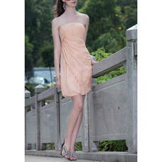 Discount Column Strapless Mini Chiffon Homecoming/ Cocktail Dresses