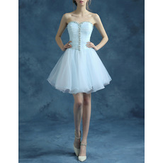 Cute A-Line Sweetheart Short Tulle Taffeta Homecoming Dresses