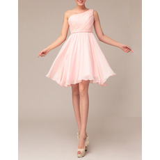 Elegant Empire One Shoulder Short Chiffon Homecoming Dresses