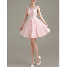 A-Line Round-Neck Short Lace Homecoming/ Party Dresses