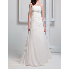 Spaghetti Straps Court Train Chiffon Wedding Dresses