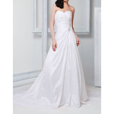 A-Line Sweetheart Court Train Taffeta Wedding Dresses