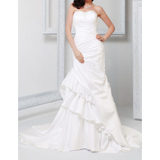 Sexy Sheath Sweetheart Chapel Train Satin Asymmetric Wedding Dresses