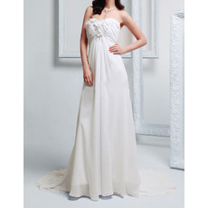 Vintage Empire Sweetheart Sleeveless Court Train Chiffon Wedding Dress