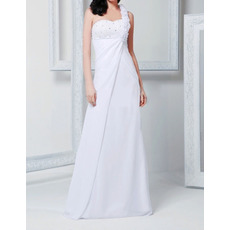 New Sheath One Shoulder Floor Length Chiffon Wedding Dresses