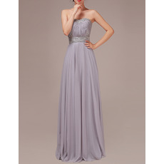 Discount Strapless Sleeveless Floor Length Chiffon Evening Dresses