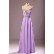 Inexpensive Sweetheart Floor Length Chiffon Rhinestone Evening Dresses