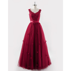 Ball Gown Floor Length Organza Embroidery Evening Dresses