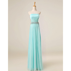 Affordable Strapless Floor Length Chiffon Tassels Evening Dresses