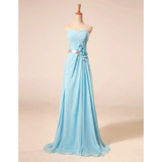 Elegant Sweetheart Floor Length Chiffon Evening Dresses with Belts