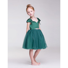 Lovely Ball Gown Knee Length Satin Tulle Little Girls Holiday Dresses