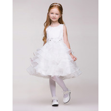 Custom A-Line Short Organza Layered Skirt First Communion Dresses