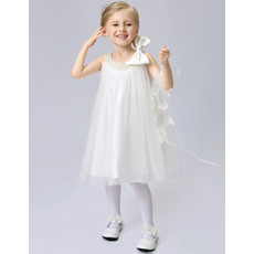 Cute Column Round-Neck Sleeveless Knee Length Flower Girl Dresses