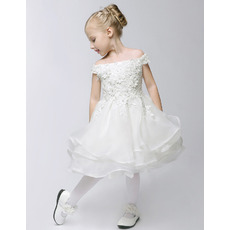 A-Line Off-the-shoulder Knee Length Organza Flower Girl Dresses