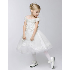 Inexpensive Ball Gown Off-the-shoulder Short First Communion Dresses