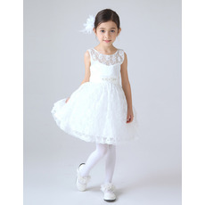 A-Line Short Lace Girls First Communion Dresses