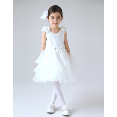 Custom Short Satin Organza Layered Skirt First Communion Dresses