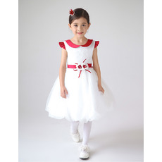 Custom Lapel Collar Short Colored First Communion Dresses with Belts