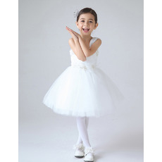 Cute Ball Gown Straps Sleeveless Short Organza First Communion Dresses