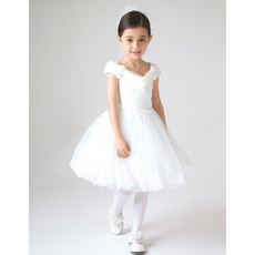 Custom Off-the-shoulder Short Organza Girls First Communion Dresses