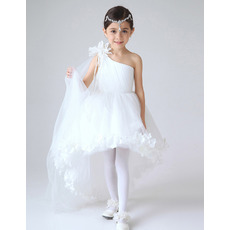 Beautiful One Shoulder High-Low Girls First Communion Dresses
