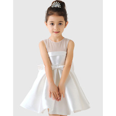 Custom Lovely A-Line Short Satin Girls First Communion Dresses