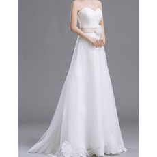 Inexpensive A-Line Sweetheart Floor Length Organza Wedding Dresses