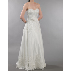 Affordable Sweetheart Floor Length Taffeta Applique Wedding Dresses