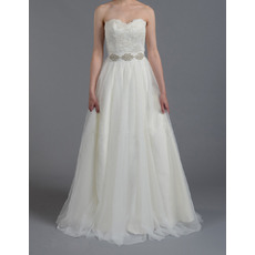 Custom A-Line Sweetheart Sleeveless Floor Length Satin Wedding Dresses