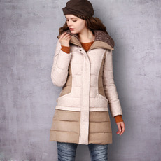 Women's Fashion Winter Slim Knit Lapel Long Down Coats Parkas